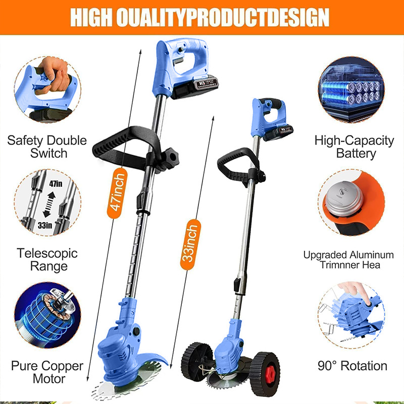Electric lawn mower household wireless rechargeable lithium battery lawn mower portable multi-function orchard garden hoe - Image 5